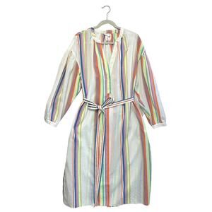 LemLem H&M Striped Oversized Kaftan Midi Dress Women's L Blogger Favorite Belted